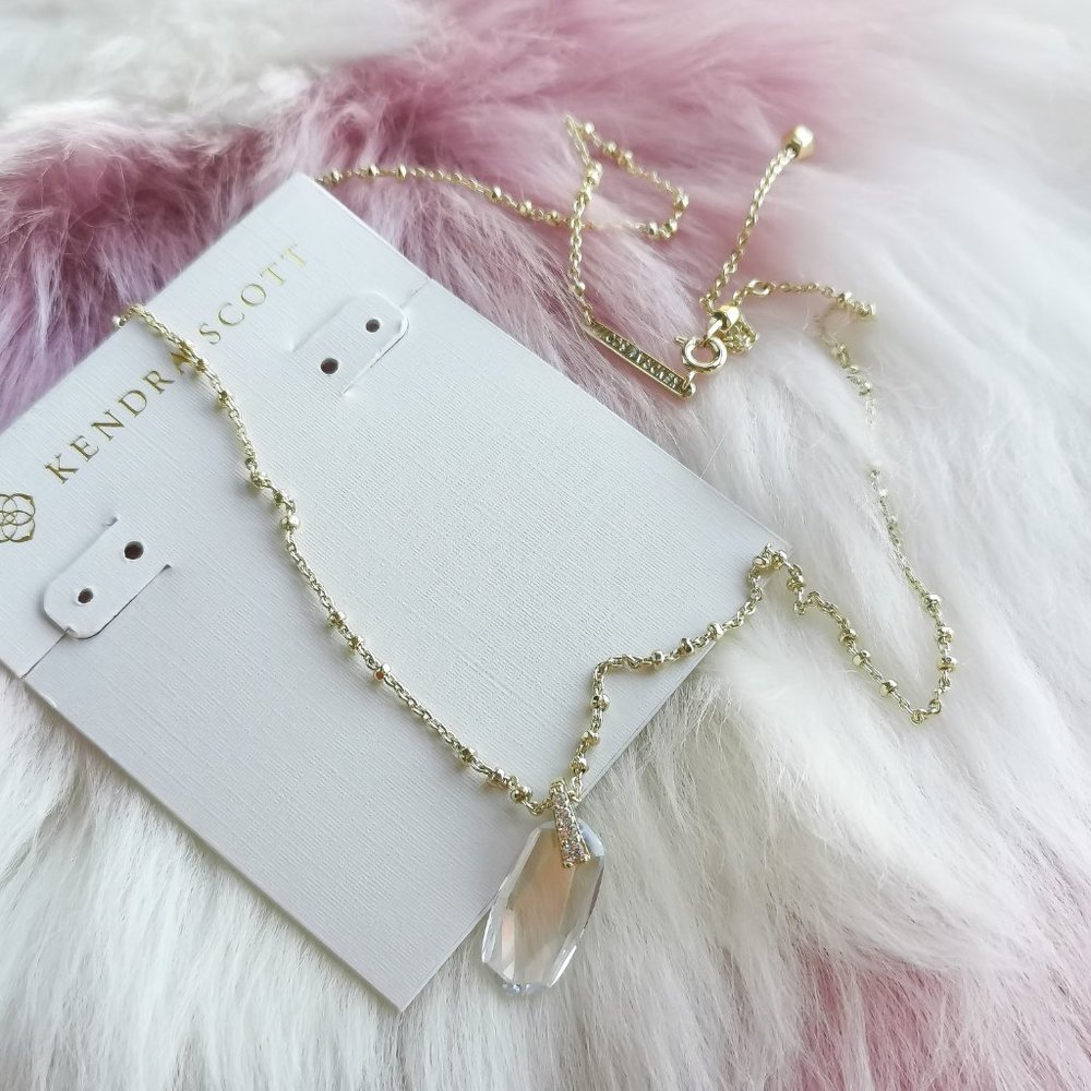 Kendra Scott CAMILA luster glass gold necklace - Picture 2 of 3